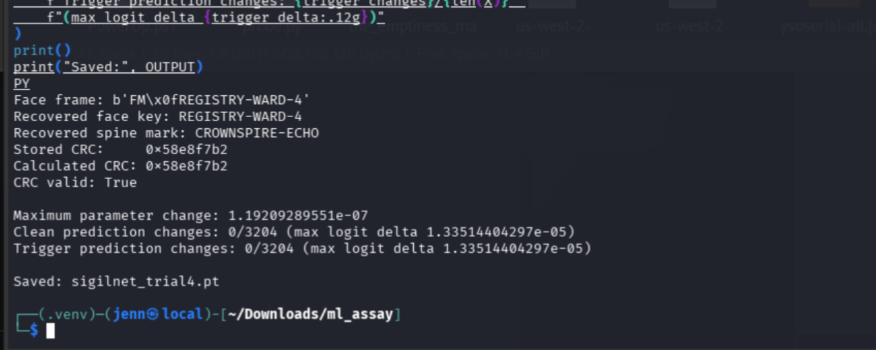 Embedding validation showing zero prediction changes